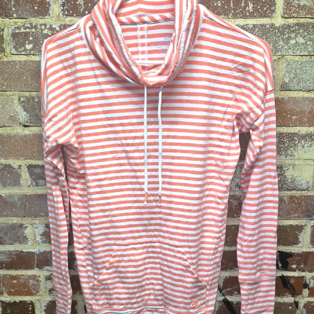 Southern Tide Pink White Stripe Cowl Neck Pullover XS Cotton